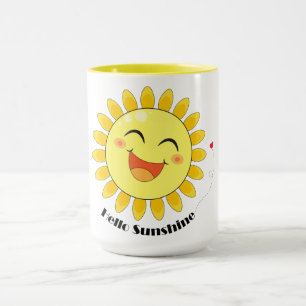 Caneca Olá Sunshine Desenho de Sol Fofo Arte de Vibração