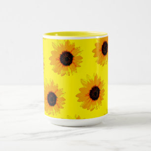 Caneca Óleo Amarelo Pintado Girassóis, Mug