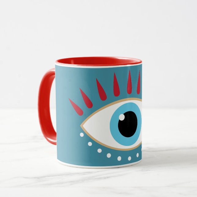Caneca Olhais vermelhos gregos Mau (Frente Esquerda)