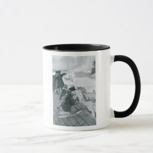 Caneca Olhando a luta na ilustração do monte de depósito