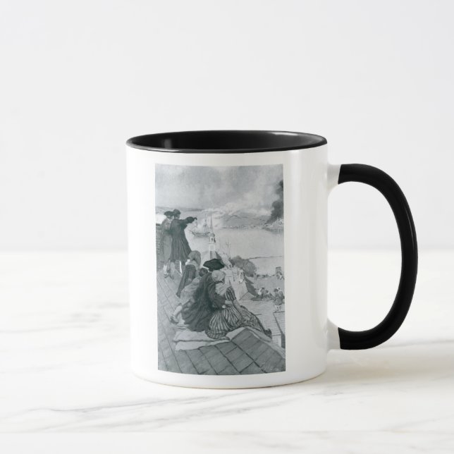 Caneca Olhando a luta na ilustração do monte de depósito (Direita)