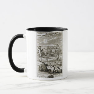 Caneca Olhando uma batalha de mar através de um