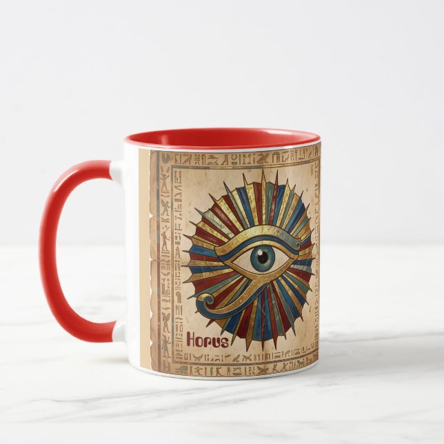 Caneca Olho de Hórus Personalizado com Hieróglifos Espiri (Esquerda)