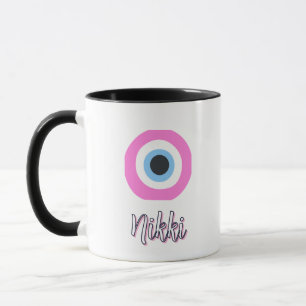 caneca olho gordo rosa personalizável