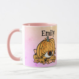 Caneca Olho Inclinado Da Pumpkin Retro Personalizado