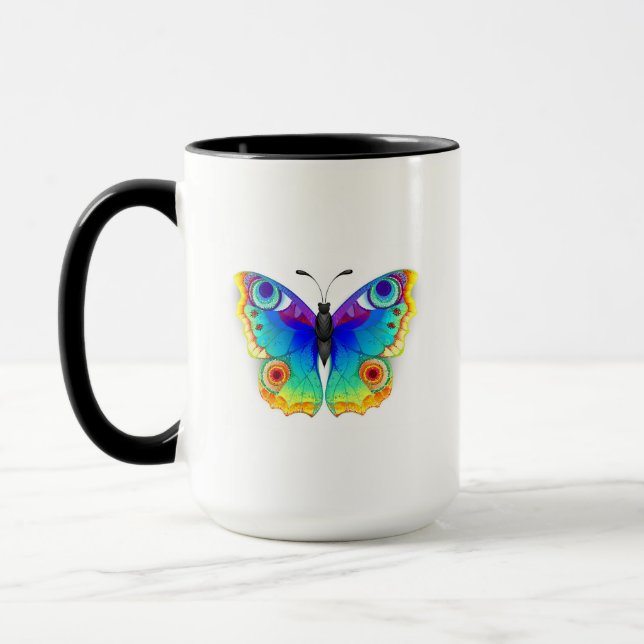 Caneca Olho Peacock da Borboleta Arco-Íris (Esquerda)
