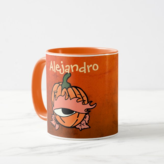 Caneca Olho Sleepy Personalizado da Pumpkin Spooky (Frente Esquerda)