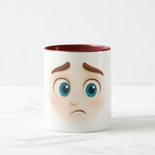 Caneca Olhos azuis preocupados – rosto de grande humor an