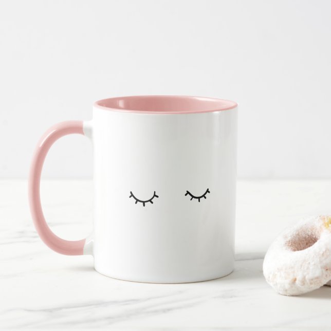 Caneca Olhos fechados, apenas pestanas (Com Donut)