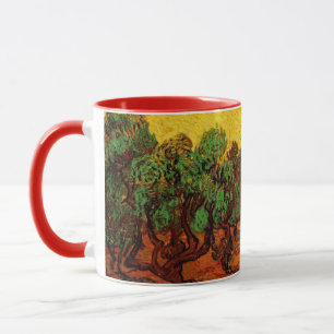 Caneca Oliveiras de Van Gogh com Céu Amarelo e Sol