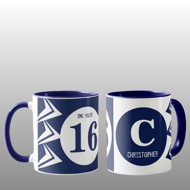 Caneca OMG, você é marinho de 16 monogramas e branco (Criador carregado)