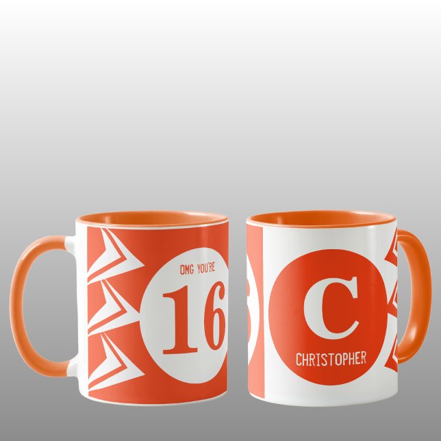 Caneca OMG, você tem 16 monogramas de nome laranja e bran (Criador carregado)
