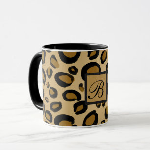 Caneca Onças Pintadas Estampa de Leopardo Manchas Dourado