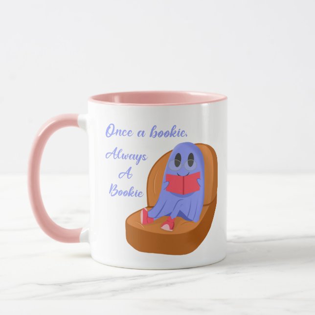 Caneca Once a Bookie Always a Bookie Cute Ghost Reading (Esquerda)