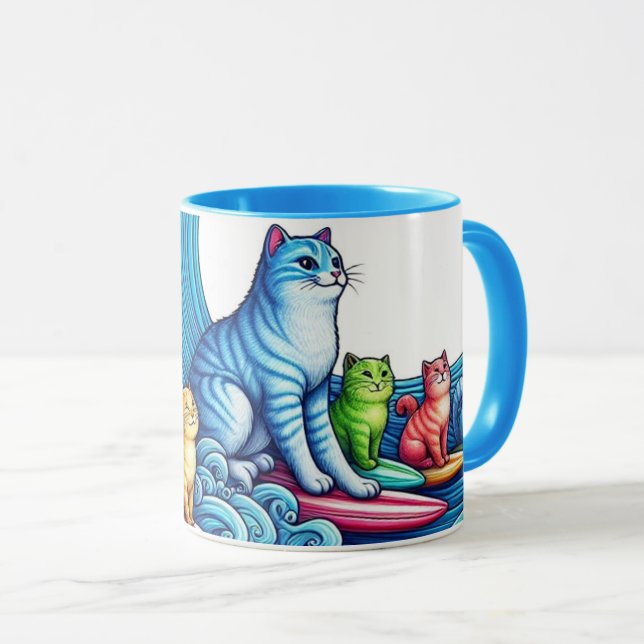 Caneca Onda Azul de Gato Senhoras para Kamala Harris Mug (Frente Esquerda)