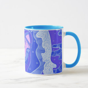 Caneca Onda, Sereia, Rapariga Asiática, Azul e Rosa
