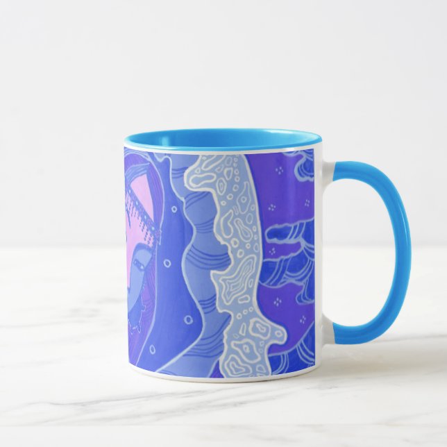 Caneca Onda, Sereia, Rapariga Asiática, Azul e Rosa (Direita)