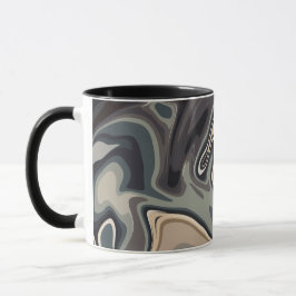 Caneca Ondas Abstratas Terrosas com Tons Neutros