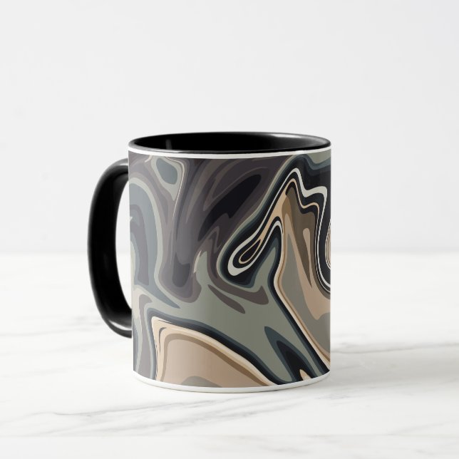 Caneca Ondas Abstratas Terrosas com Tons Neutros (Frente Esquerda)