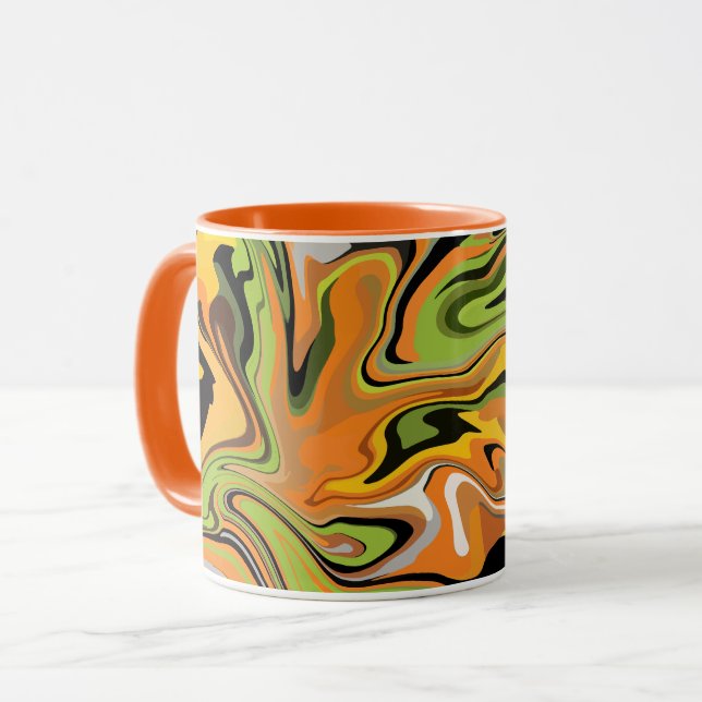 Caneca Ondas abstrato de outono (Frente Esquerda)