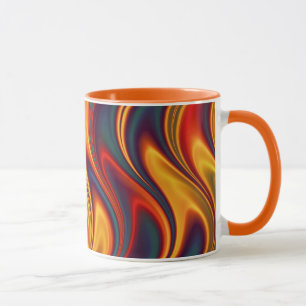 Caneca Ondas amarelas vermelhas impetuosas do azul