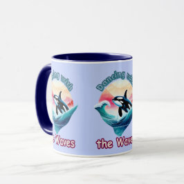 Caneca Ondas de alegria: Orca pulando nas Águas Aqua