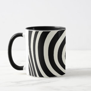 Caneca Ondas de estilo retrô preto e branco