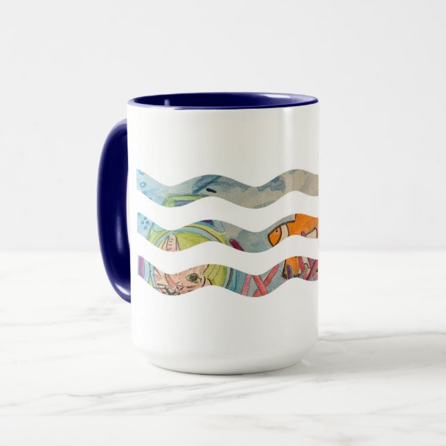 Caneca Ondas de Gato Scuba (Frente Esquerda)