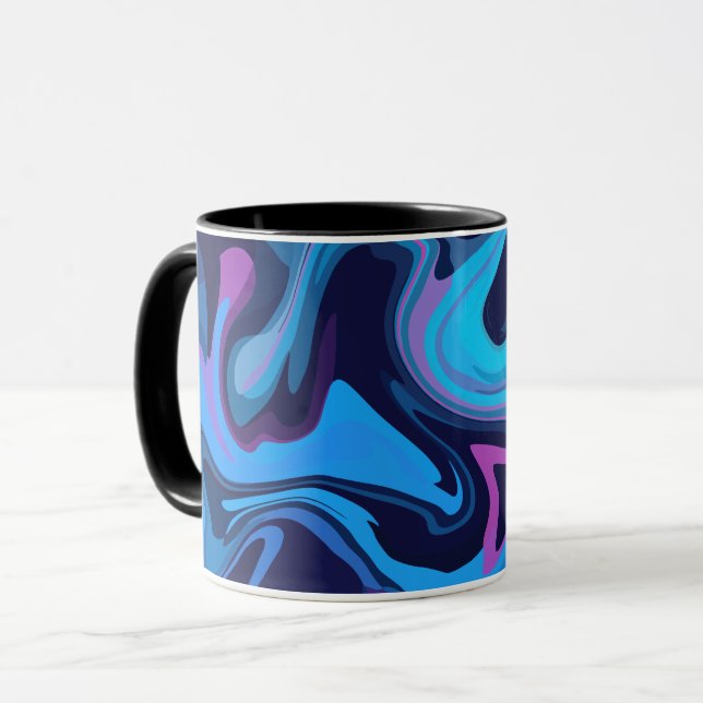 Caneca Ondas de Gradiente Fluido em Azul e Roxo (Frente Esquerda)