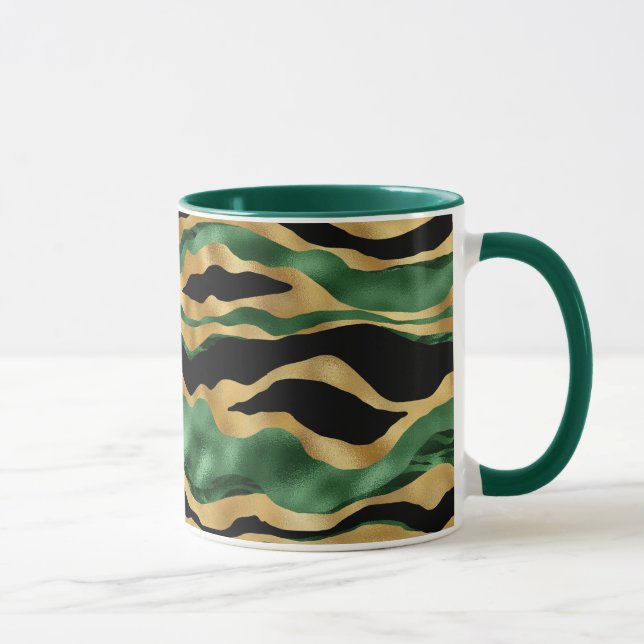Caneca Ondas Douradas brilhantes verdes a preto (Direita)