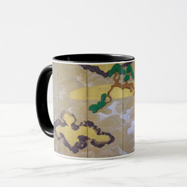 Caneca Ondas em Matsushima (direita), Tawaraya Sotatsu (Frente Esquerda)