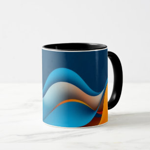 Caneca Ondas Laranja e Azul