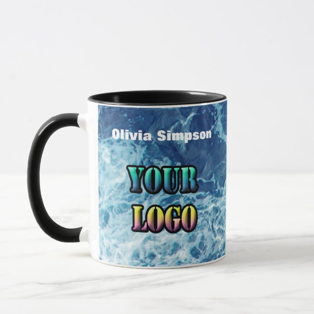 Caneca Ondas oceânicas personalizadas ondas marinho água  (Esquerda)