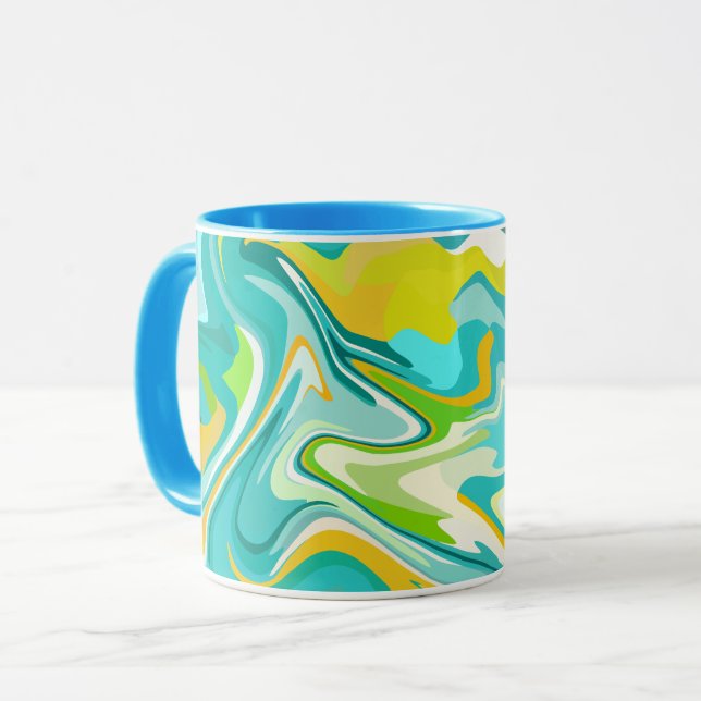 Caneca Ondas Oceânicas Vibrantes  (Frente Esquerda)