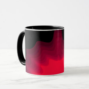 Caneca Ondas pretas e vermelhas pintura abstrata