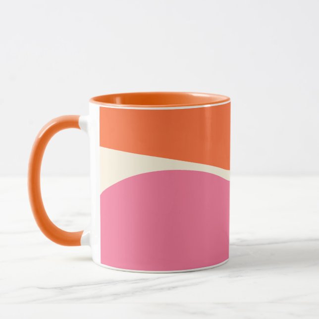 Caneca Ondas Simples 2 em Rosa, Laranja e Creme (Esquerda)