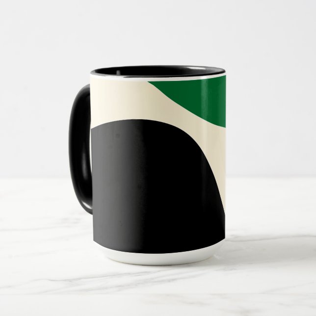 Caneca Ondas simples 4 em verde, creme e preto (Frente Esquerda)