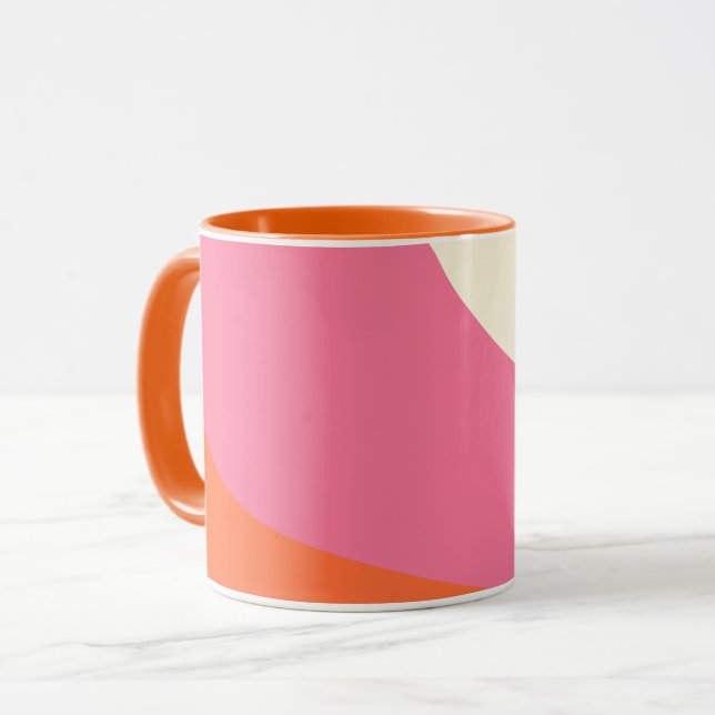 Caneca Ondas Simples - Rosa, Laranja e Creme (Frente Esquerda)