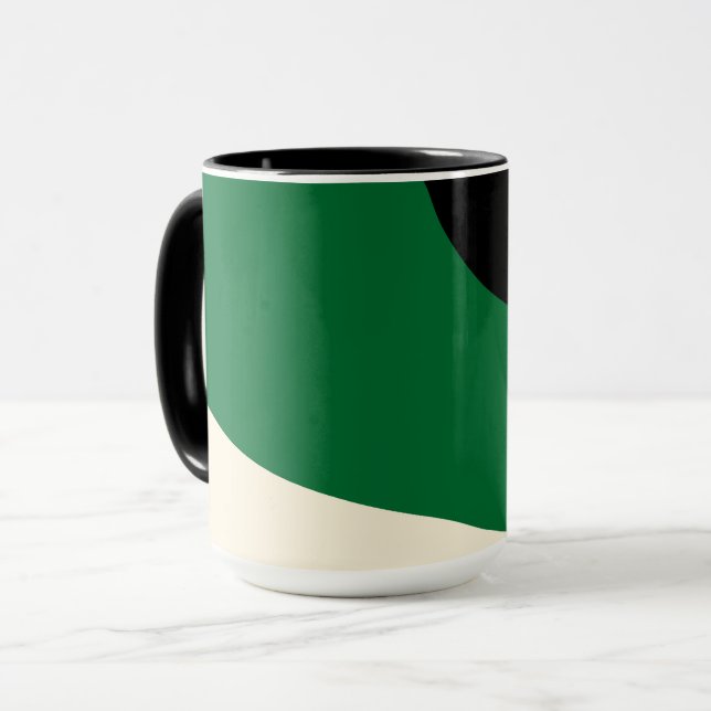 Caneca Ondas Simples - Verde, Creme e Preto (Frente Esquerda)