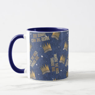 Caneca Onde Vivem os Monstros Padrão de Coroa e Estrelas