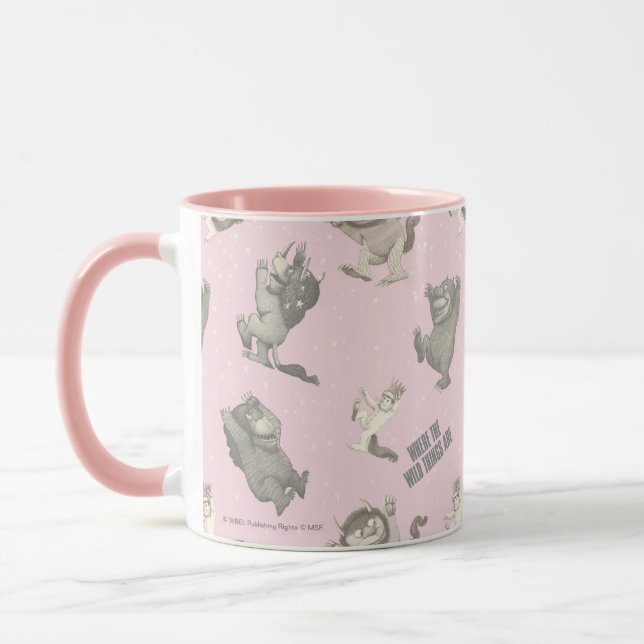 Caneca Onde Vivem os Monstros Padrão Estrela Rosa (Esquerda)