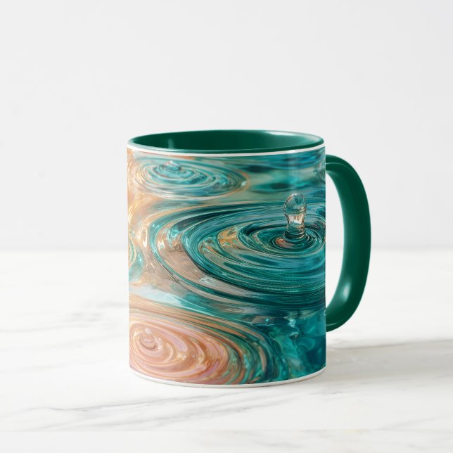 Caneca Ondulações de Tranquilidade Harmonia Abstrata da Á (Frente Esquerda)