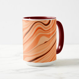 Caneca ondulações em tons de laranja, cilindro castanho c