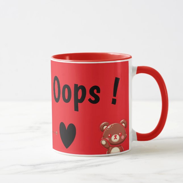 Caneca Oops! Cute Teddy Bear Mug – Funny Love Bear Design (Direita)