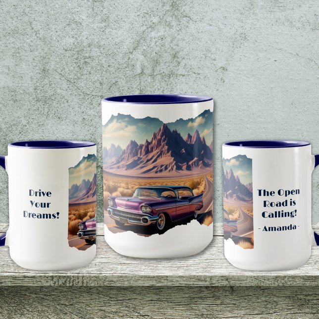 Caneca Open Road chama Coffee Mug (Personalize to add names/dates. Customize to change text, color, style or remove text.)