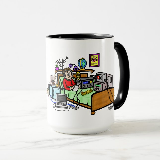 Caneca Operador De Rádio Ham Na Bed Mug (Frente Esquerda)