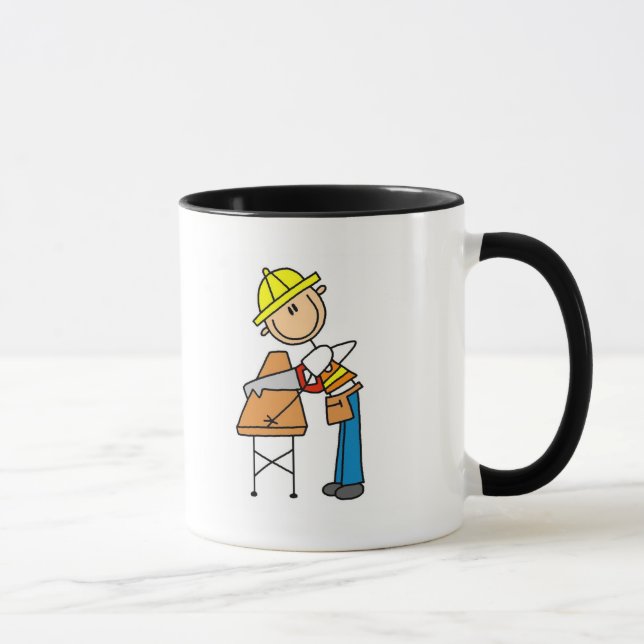 Caneca Operário da Construção Serrando Tábua (Direita)
