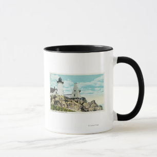 Caneca Opinião da praia de York do farol do Nubble
