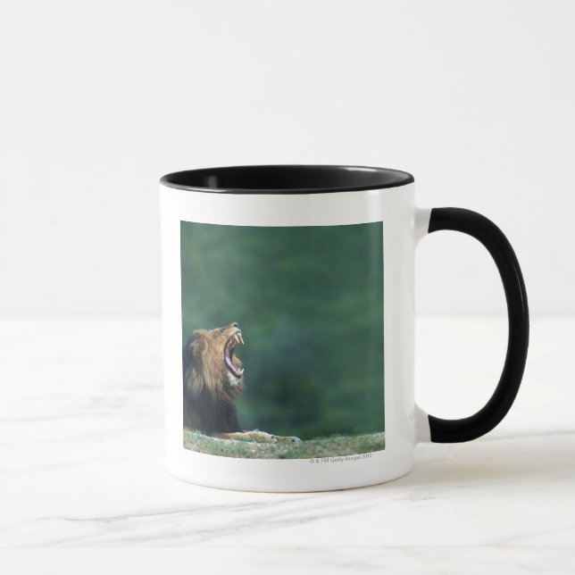 Caneca Opinião um leão (Panthera leo) que abre sua boca (Direita)