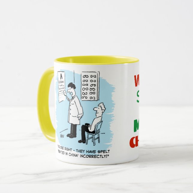 Caneca Óptico fazendo um teste ocular (Frente Esquerda)